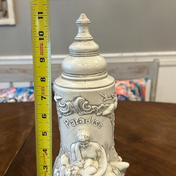 vintage ceramic beer stein depicting Adam and Eve in the "Paradise" garden - Picture 6 of 7